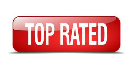 top rated red square 3d realistic isolated web button