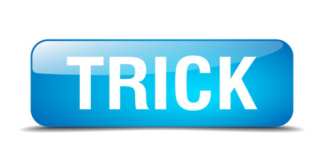 trick blue square 3d realistic isolated web button