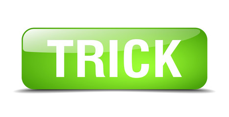 trick green square 3d realistic isolated web button