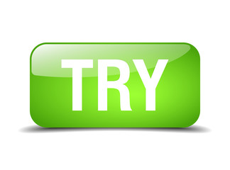 try green square 3d realistic isolated web button