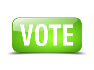 vote green square 3d realistic isolated web button