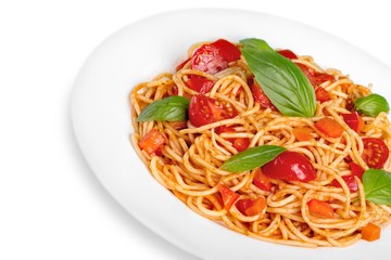 Spaghetti, pasta, plate.