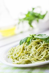 Pasta, pesto, italian.
