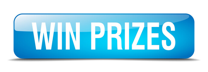 win prizes blue square 3d realistic isolated web button