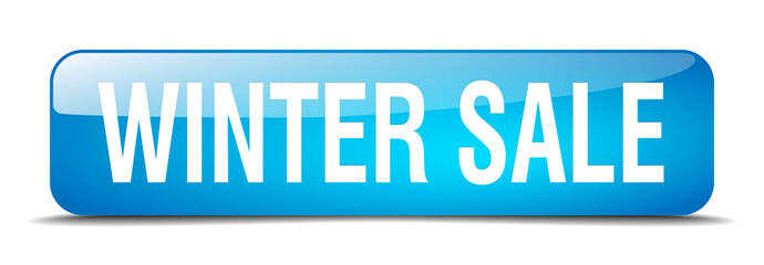 winter sale blue square 3d realistic isolated web button