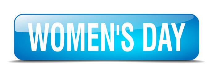 women's day blue square 3d realistic isolated web button