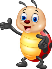 Cartoon ladybug waving hand