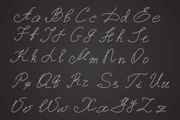 Hand written or hand drawn letters, script letters. Calligraphy letters.