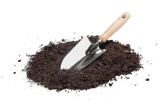 Dirt, Shovel, Isolated.