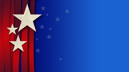 American Stars and Stripes Background / A graphic illustration of American flag components on abstract oil paint background.