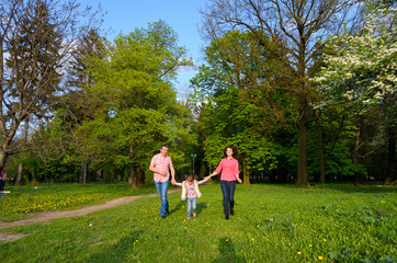 family plays on fresh air walk