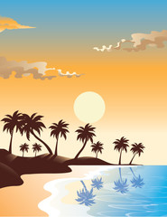 Fototapeta na wymiar Sunrise Beach illustration