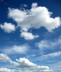 Fluffy cloud formations.