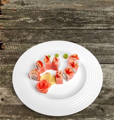 Sushi, Food, Plate.