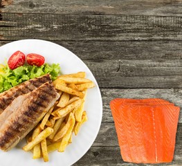 Salmon, fillet, fish.