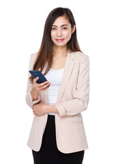 Fototapeta premium Asian businesswoman use of smartphone