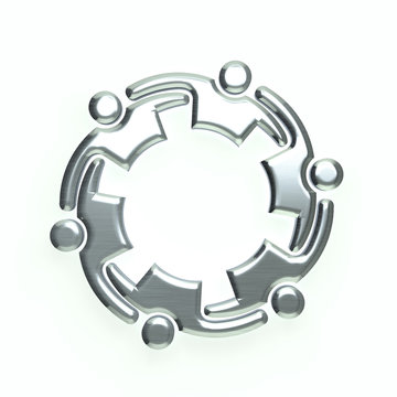 3D Silver people logo