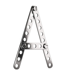 Letter A made from metall construktor. 3d