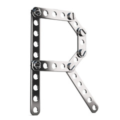 Letter R made from metall construktor. 3d