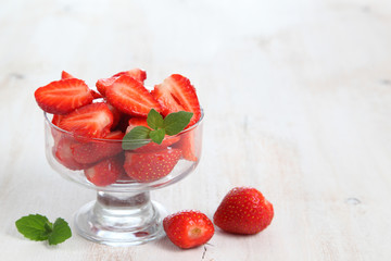 Ripe strawberries and mint