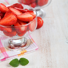 Ripe strawberries and mint