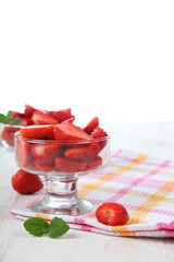 Ripe strawberries and mint