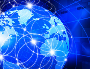 Futuristic background of Global business network, internet, Globalization concept