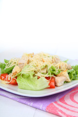 Caesar salad in a white plate