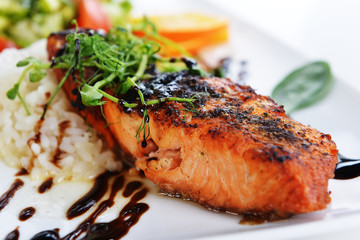 roasted fish and  rice