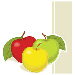 Card with apple. Ideal for posters, advertisements, announcements, labels, banner, menu for cafe and restaurants. Vector illustration