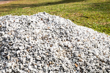 Pile of gravel stones for use as construction material