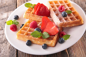 waffles and berry fruit