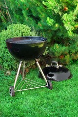 BBQ Kettle Grill Appliance On The Backyard