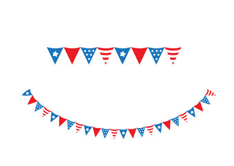 Fototapeta premium America triangle flag hanging garland on white background vector