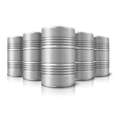 Blank vector realistic big oil barrels isolated on white