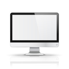 Modern computer display with blank screen isolated on white