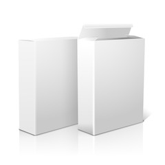 Two realistic blank paper packages for cornflakes, muesli
