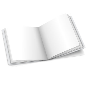 Blank white vector opened book or photo album for your message