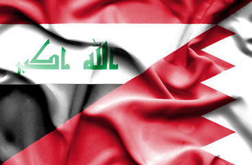 Waving flag of Bahrain and Iraq