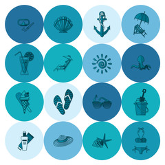 Summer and Beach Simple Flat Icons