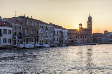 Naklejka premium Church of San Pietro Martire in Murano at sunset