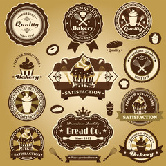 Vintage bakery cake label design set
