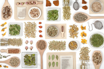 herbal tea on white background