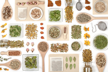 herbal tea on white background