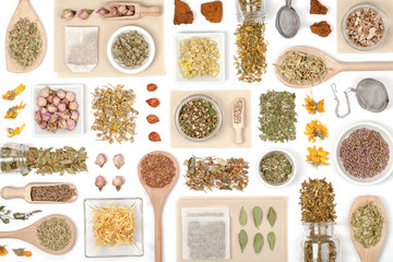 herbal tea on white background