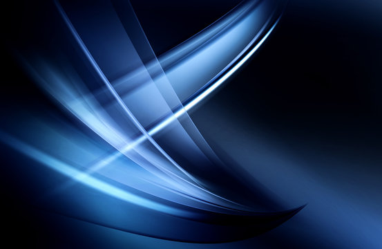 Fototapeta Modern Dark Blue Abstract Waves On Black Background