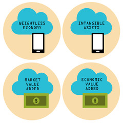 Cloud technology vector icons set