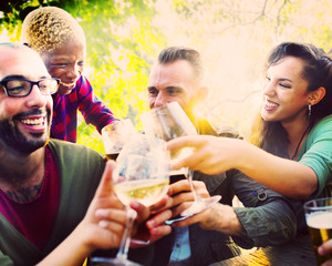 Diverse People Friends Hanging Out Drinking Concept