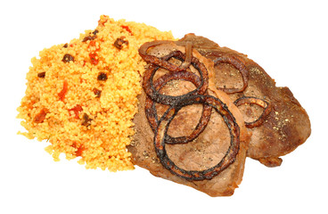 Fried Steaks And Couscous Meal