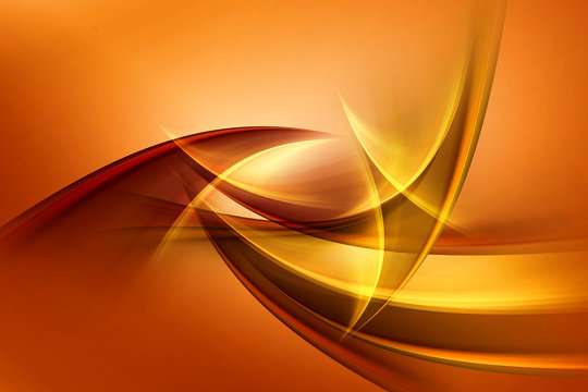Fototapeta Powerful Orange Gold Light Abstract Waves Background
